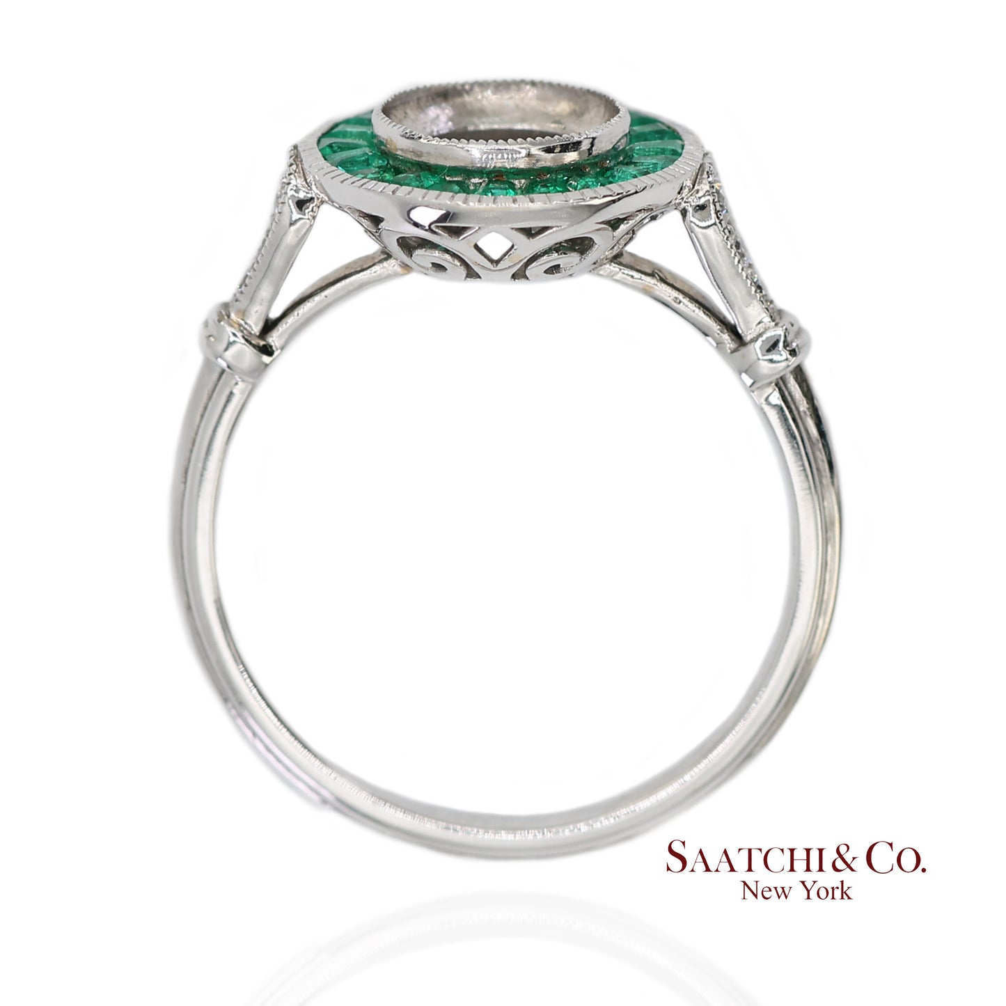 14K (585) White Gold Natural Brilliant Diamond Semi Mount Engagement Ring Size 7