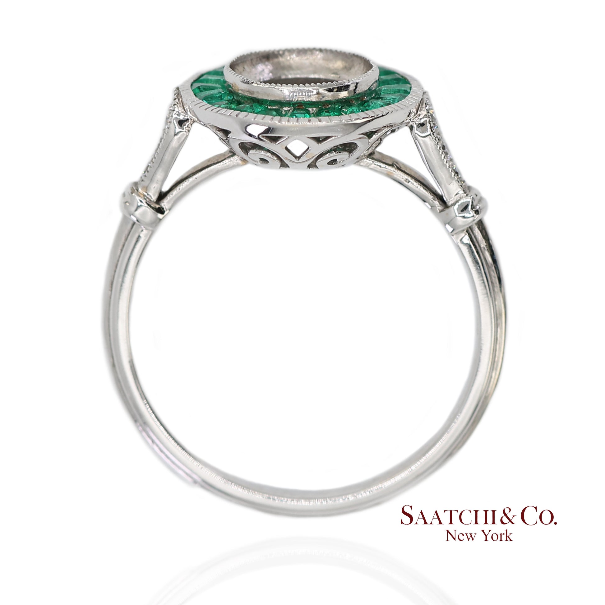 14K (585) White Gold Natural Brilliant Diamond Semi Mount Engagement Ring Size 7