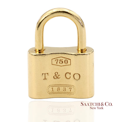Tiffany & Co. 18K Yellow Gold Padlock Charm Pendant Necklace (Non Openable)
