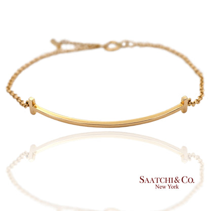 Tiffany & Co. Vintage 18K(750) Solid Yellow Gold T Smile Bracelet