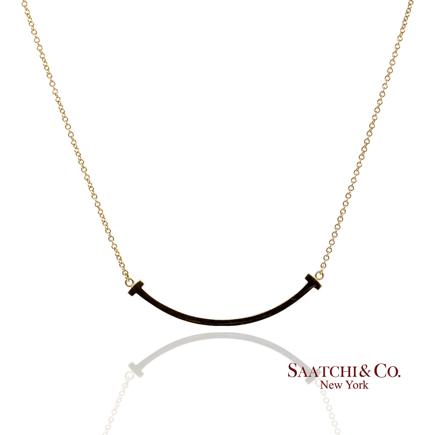 Tiffany & Co. 18K (750) Solid Yellow Gold T Smile Pendant Necklace