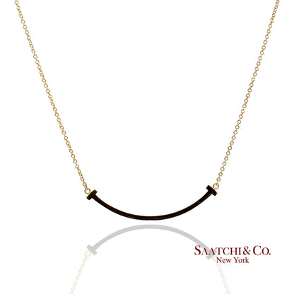 Tiffany & Co. 18K (750) Solid Yellow Gold T Smile Pendant Necklace
