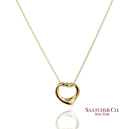 Tiffany & Co. Elsa Peretti 18K 750 Yellow Gold Open Heart Pendant Necklace