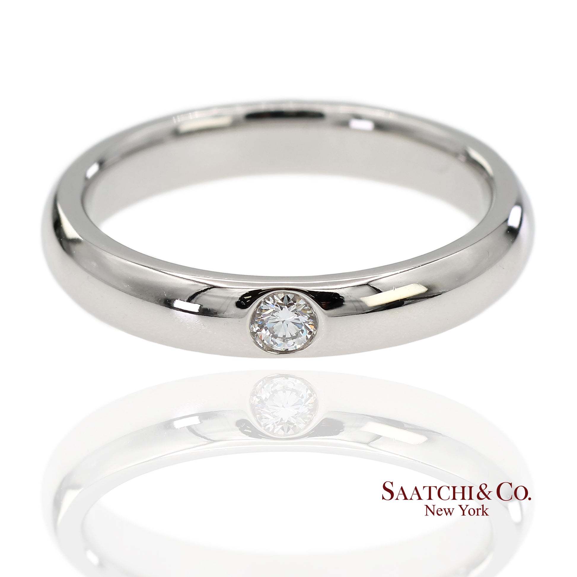 Platinum 950 Harry Winston Natural Single Diamond Band Ring