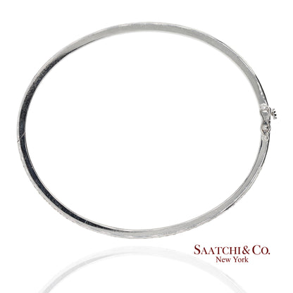 18K 750 Solid White Gold Brilliant Cut Natural Diamond Bangle Bracelet