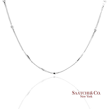 18K 750 Solid White Gold Natural Diamond Chain Necklace