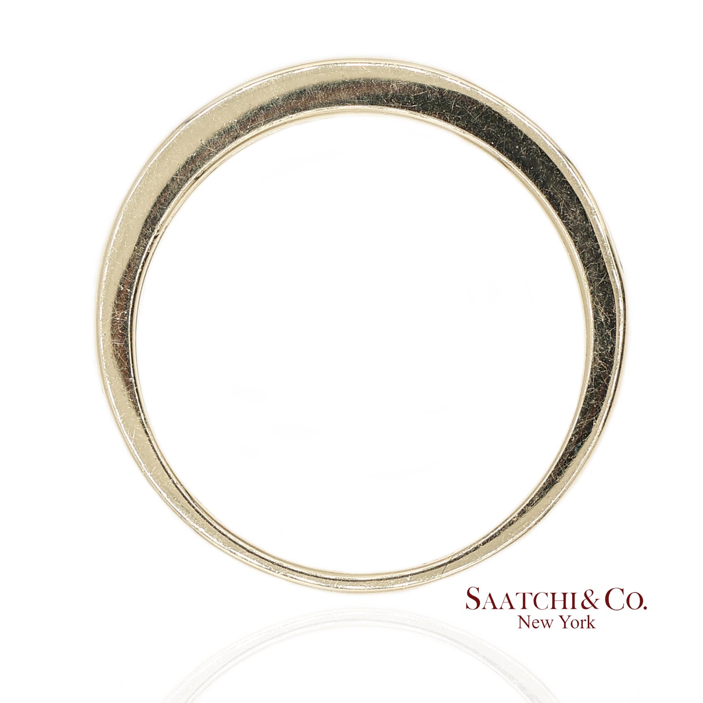 14K 585 Solid Yellow Gold Natural Diamond Band Ring