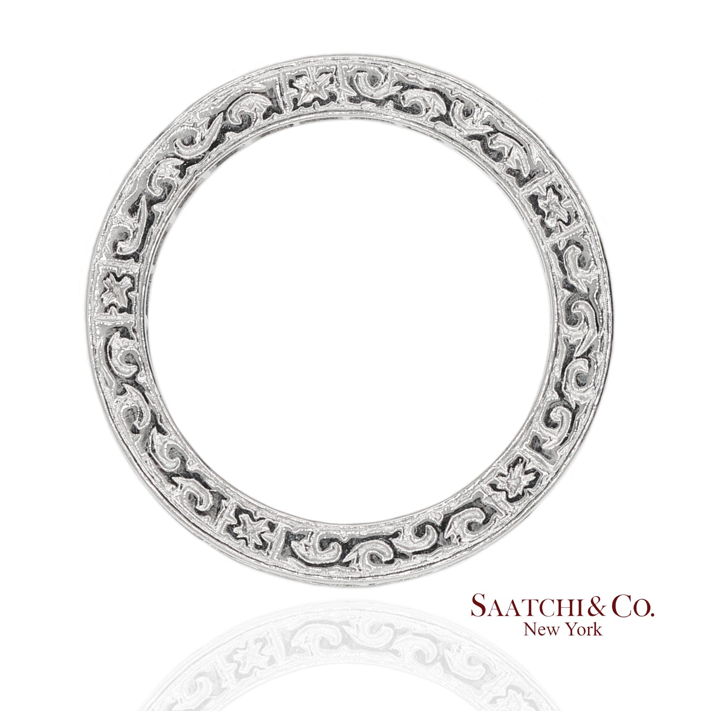 Platinum 950 All Around Natural Diamond Princess Cut Engraving Band Ring