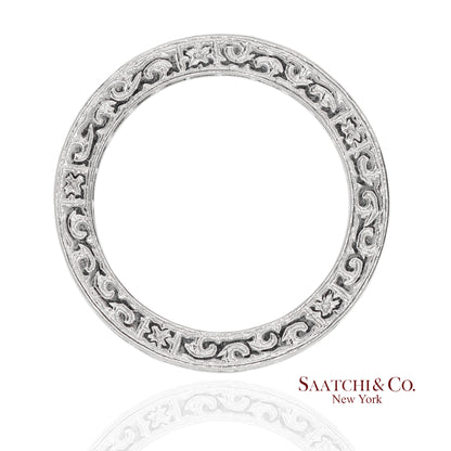 Platinum 950 All Around Natural Diamond Princess Cut Engraving Band Ring