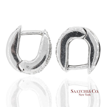 18K 750 Solid White Gold Natural Diamond Huggie Hoop Earrings