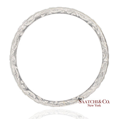 Vintage Platinum 0.60 ct Natural Diamond HandMade Engraved Eternity Band Ring