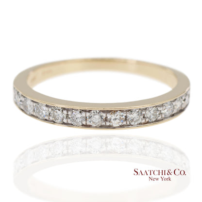 14K 585 Solid Yellow Gold Natural Diamond Band Ring