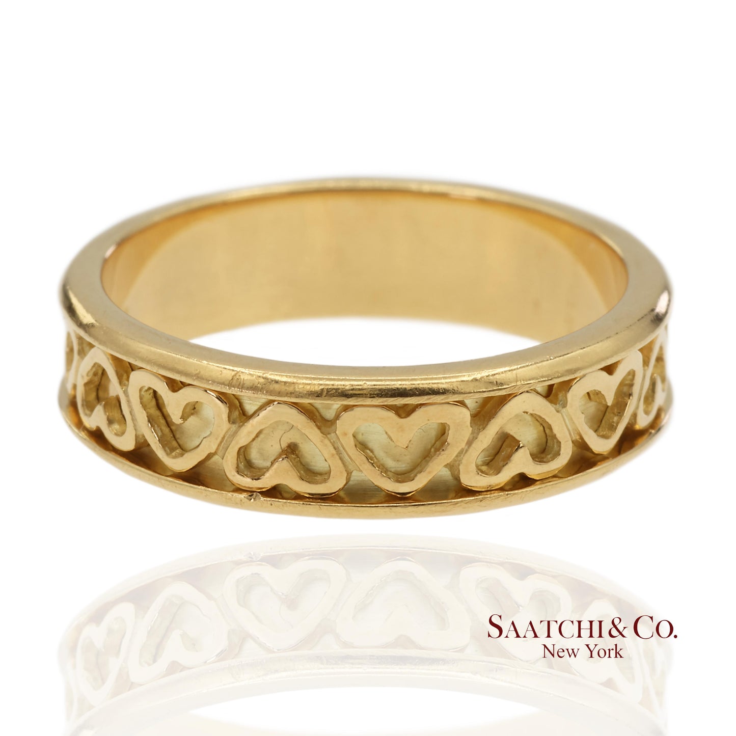 Vintage Tiffany & Co. 18K 750 Solid Yellow Gold Heart Shape Band Ring