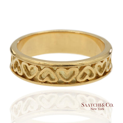 Vintage Tiffany & Co. 18K 750 Solid Yellow Gold Heart Shape Band Ring