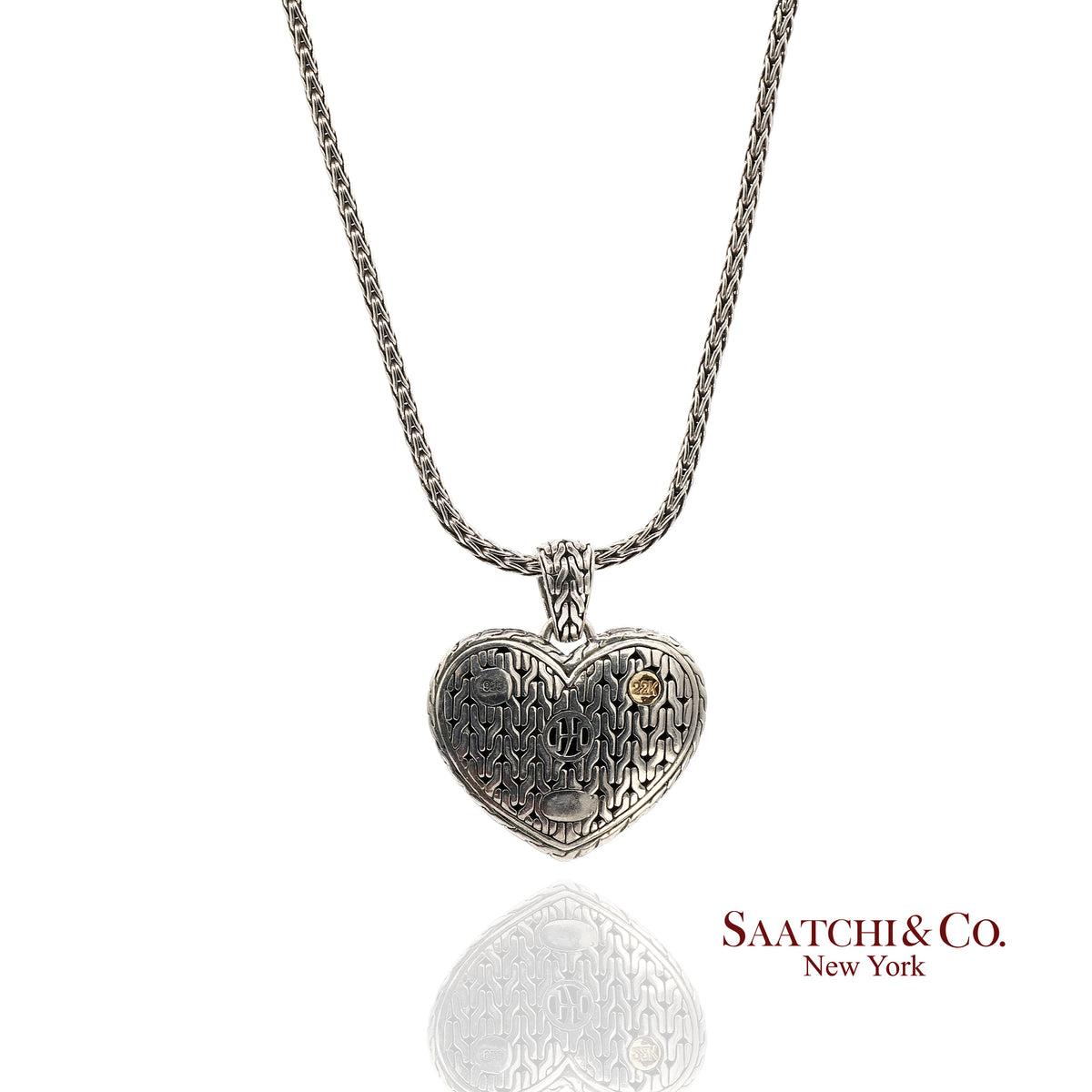 John Hardy 22K Yellow Gold and Sterling Silver Heart Pendant Necklace