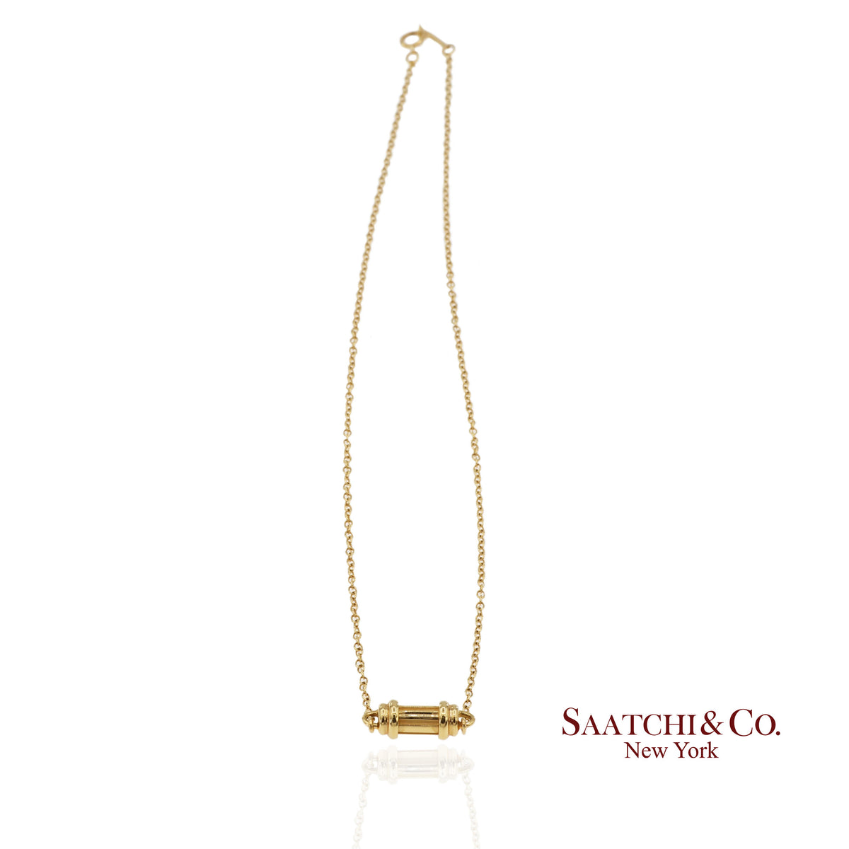 Tiffany & Co Solid 18K Yellow Gold Scroll Pendant Necklace 16"