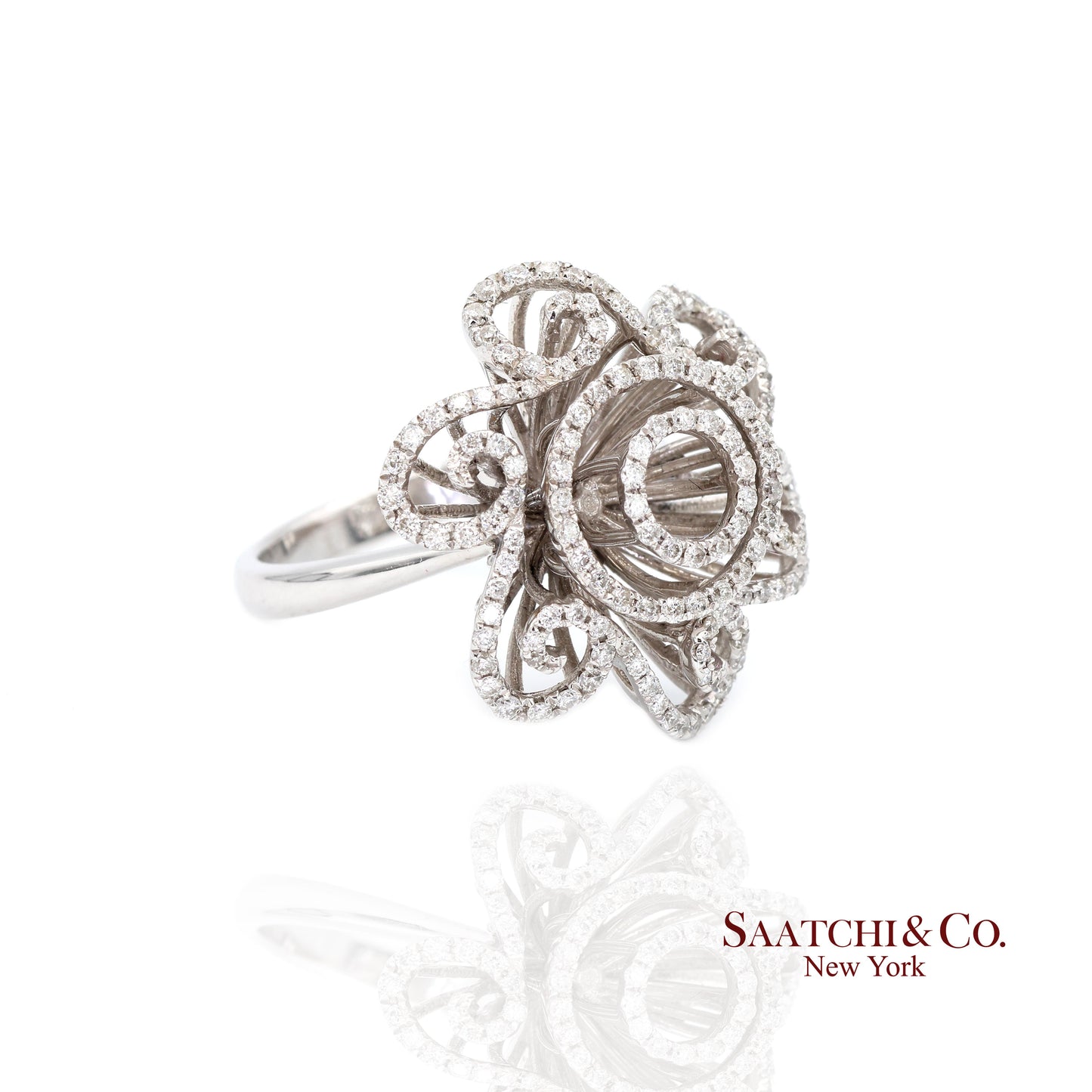 14k(585) White Gold  Natural Diamond Ring Size 7