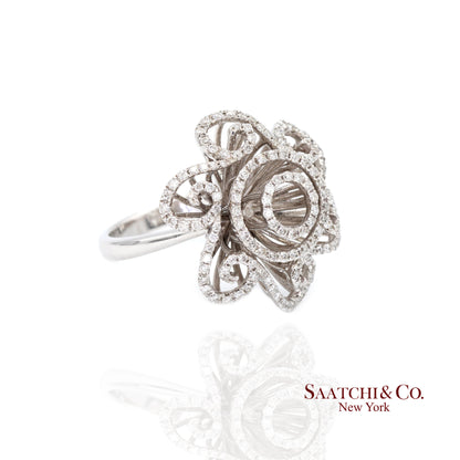 14k(585) White Gold  Natural Diamond Ring Size 7