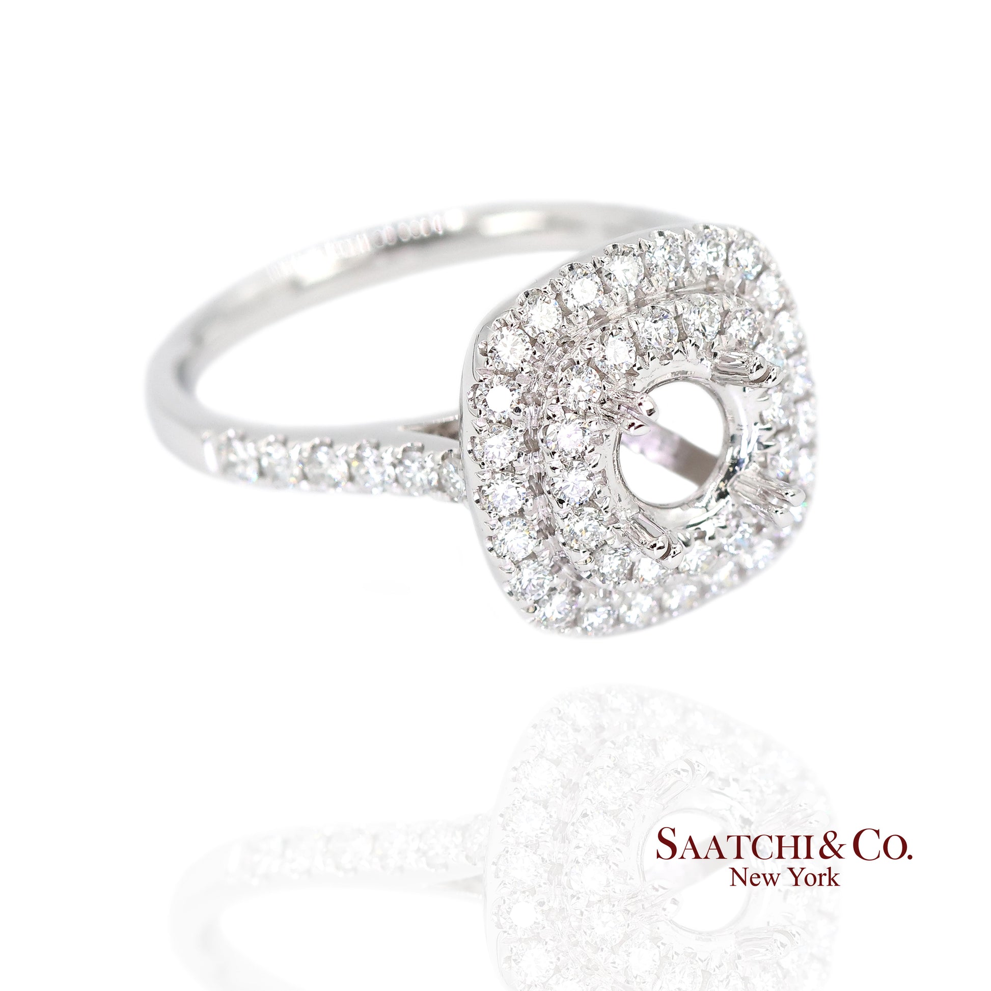 Platinum 950 Natural Brilliant Diamond Mounting Ring Size 6.5