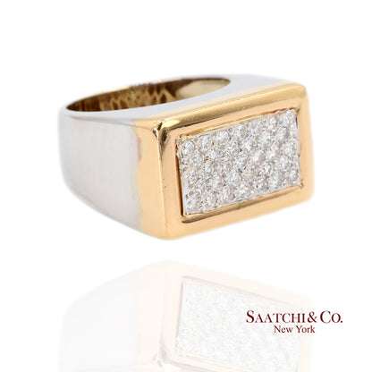 18k (750) Two Tone White Yellow Gold Natural Diamond Ring