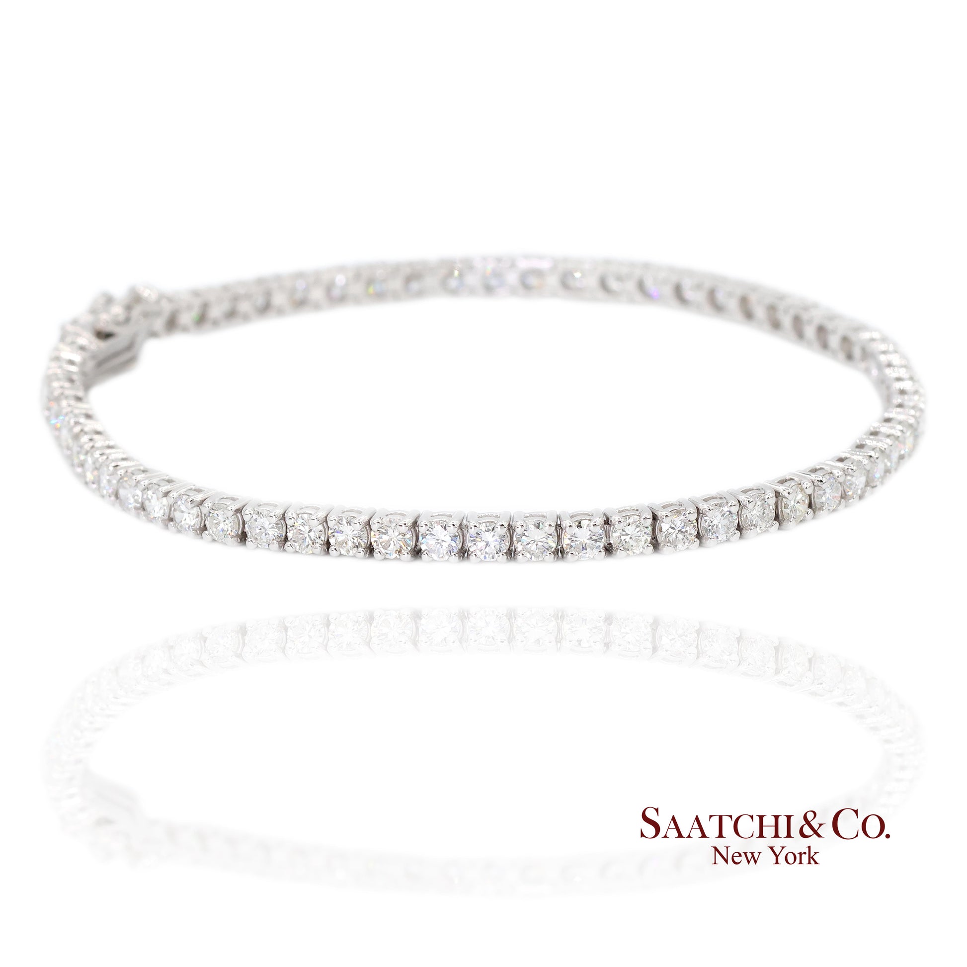 14k (585) White Gold Natural Diamond Tennis Bracelet size 7.5 inch