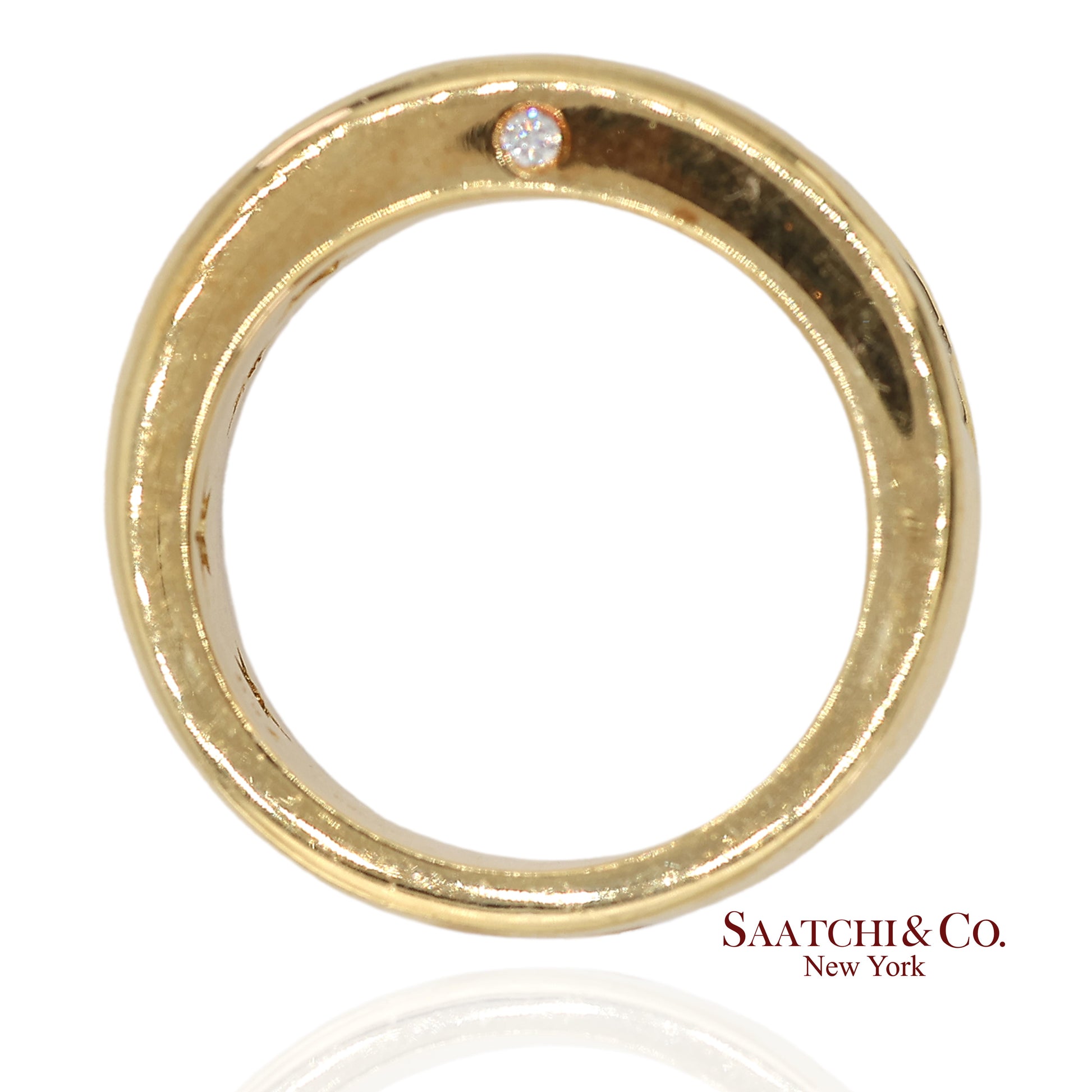 18K(750) Solid Yellow Gold Natural Diamond and Citrine Wide Band Ring