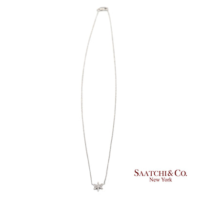 18K(750) White Gold Natural Diamond Pendant Necklace with Chain