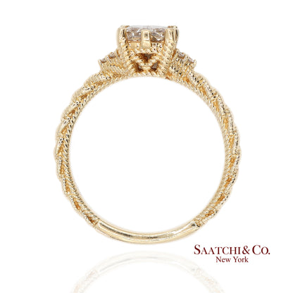 Judith Ripka 14K (585) Yellow Gold Natural Diamond Square Illusion Band Ring