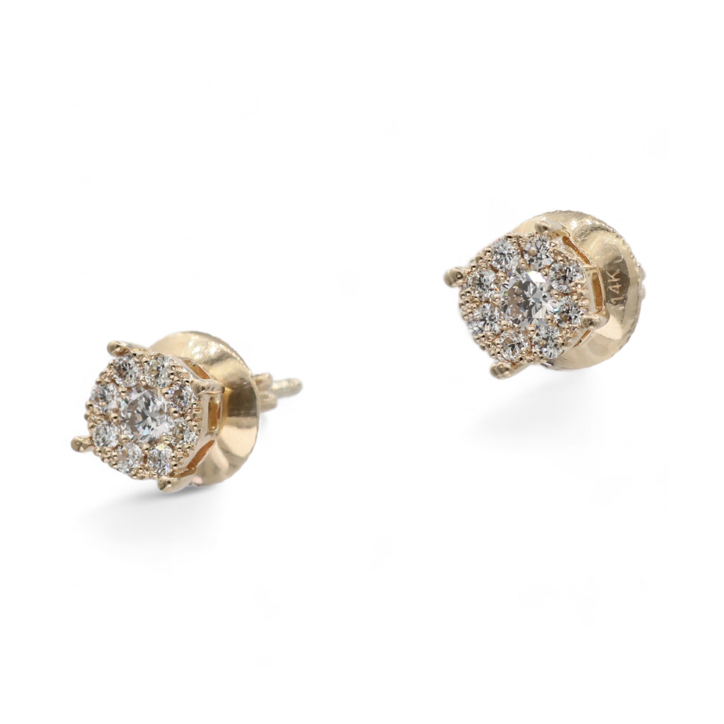 Round Cut Diamond Cluster Stud Earrings