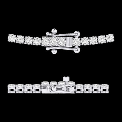 14K White Round Diamond Riviera Necklace
