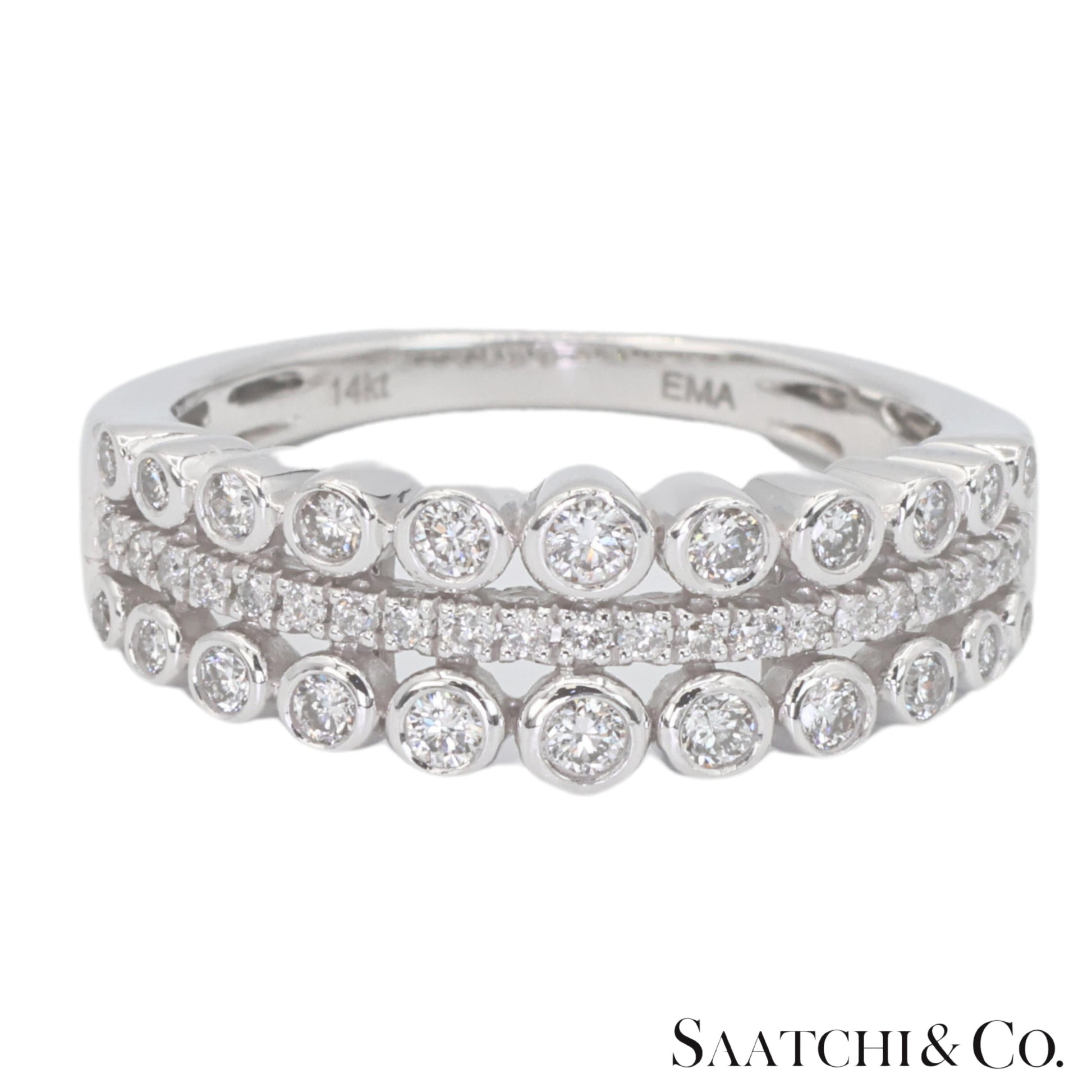 14k(585) White Gold Natural White Diamond Ring