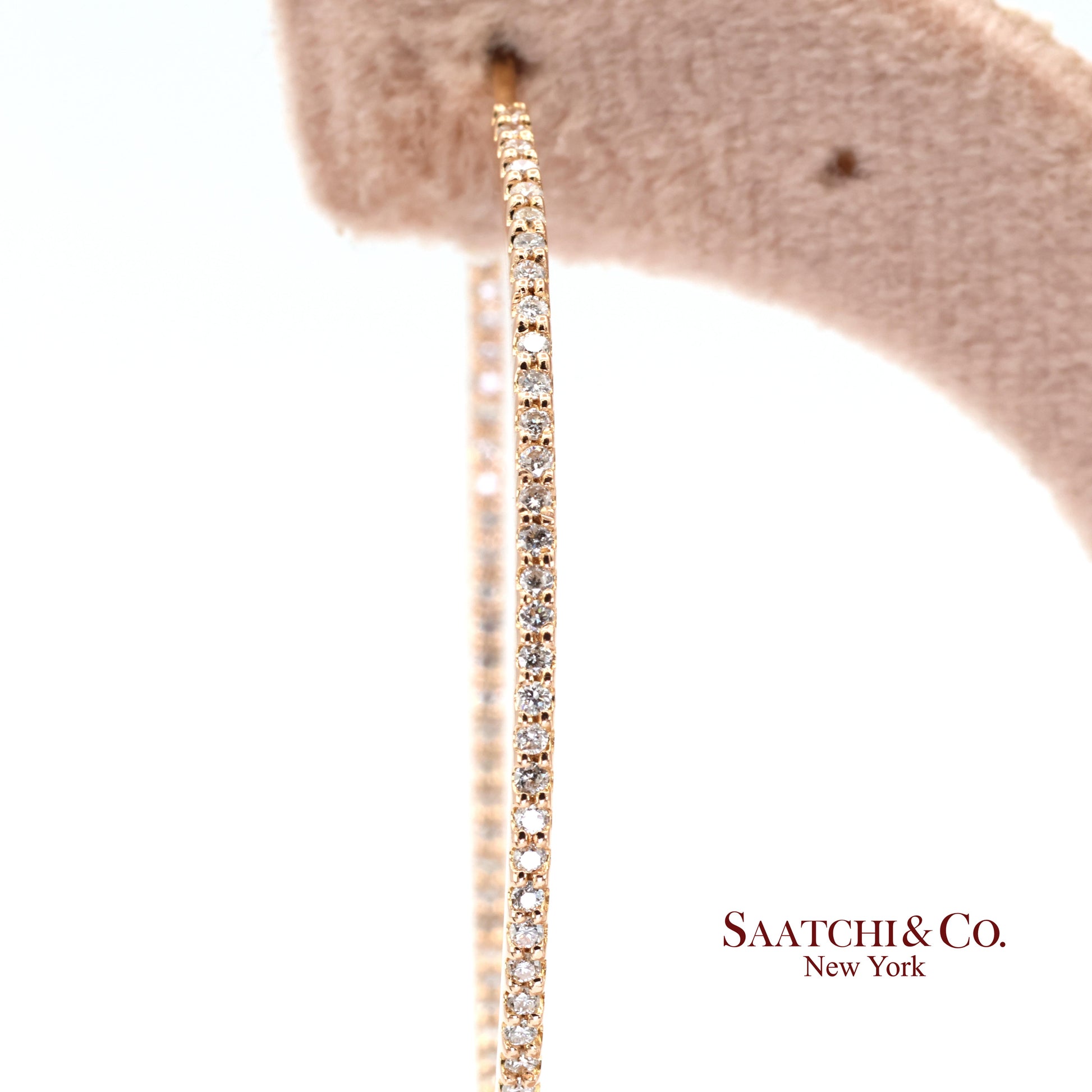 18k (750) Rose Gold Natural Diamond Hoop Earrings