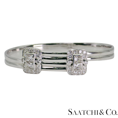 18K (750) White Gold Adjustable Bangle Natural White VVS-VS Diamond