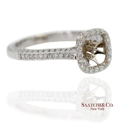 14K (585) White Gold Natural Brilliant Diamond Semi Mount Ring Size 7