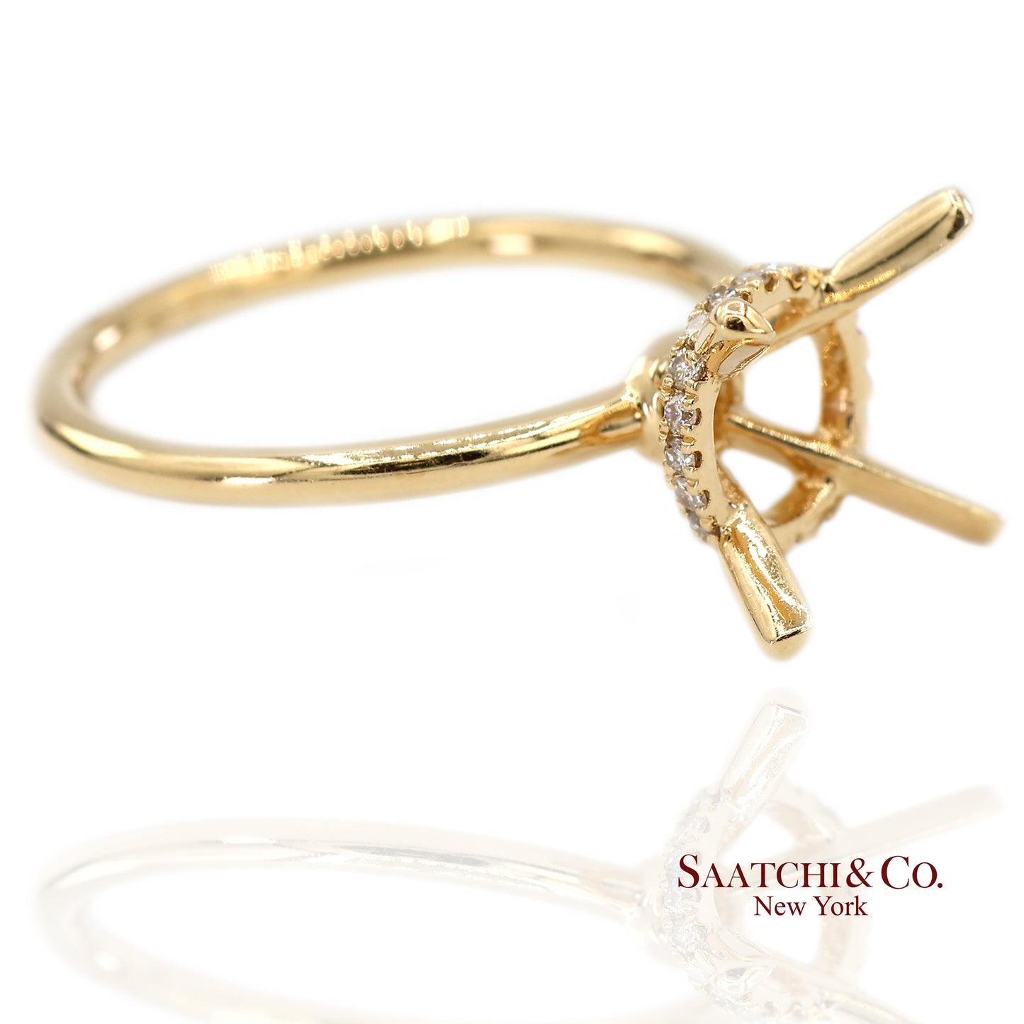 18K(750) Yellow Gold Natural Brilliant Diamond Mounting Ring