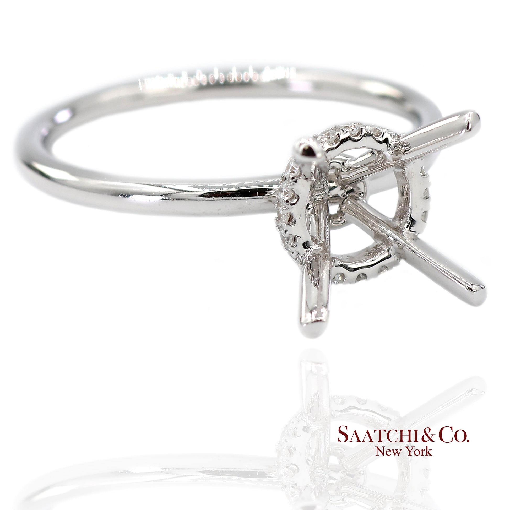 18K(750) White Gold Natural Brilliant Diamond Mounting Ring