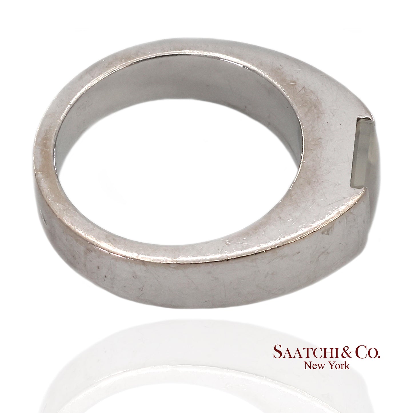 Vintage 18K (750) White Gold Original Authentic Cartier Tank Moonstone Ring