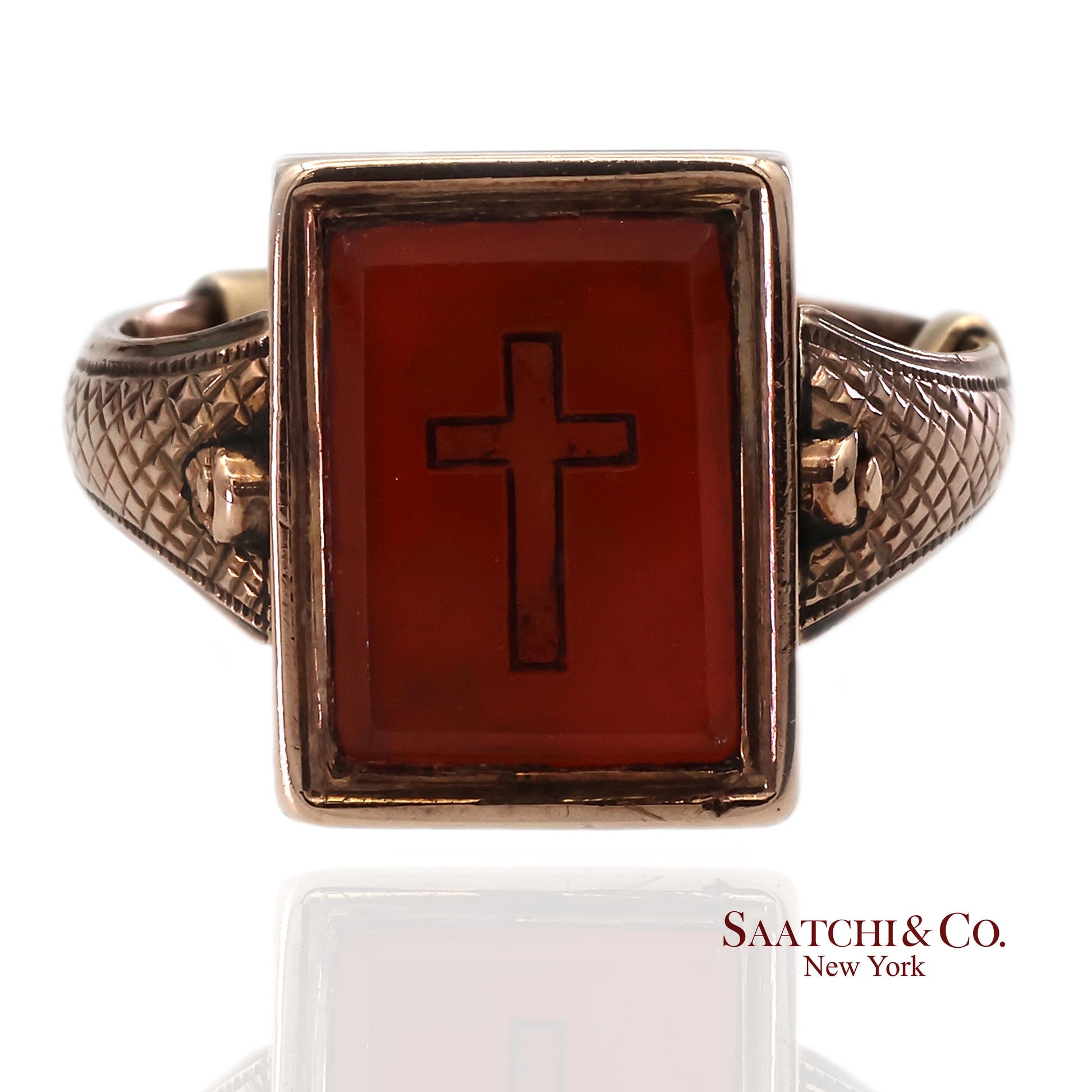 10K Yellow Gold Victorian Braided Mourning Quartz Hair Ring