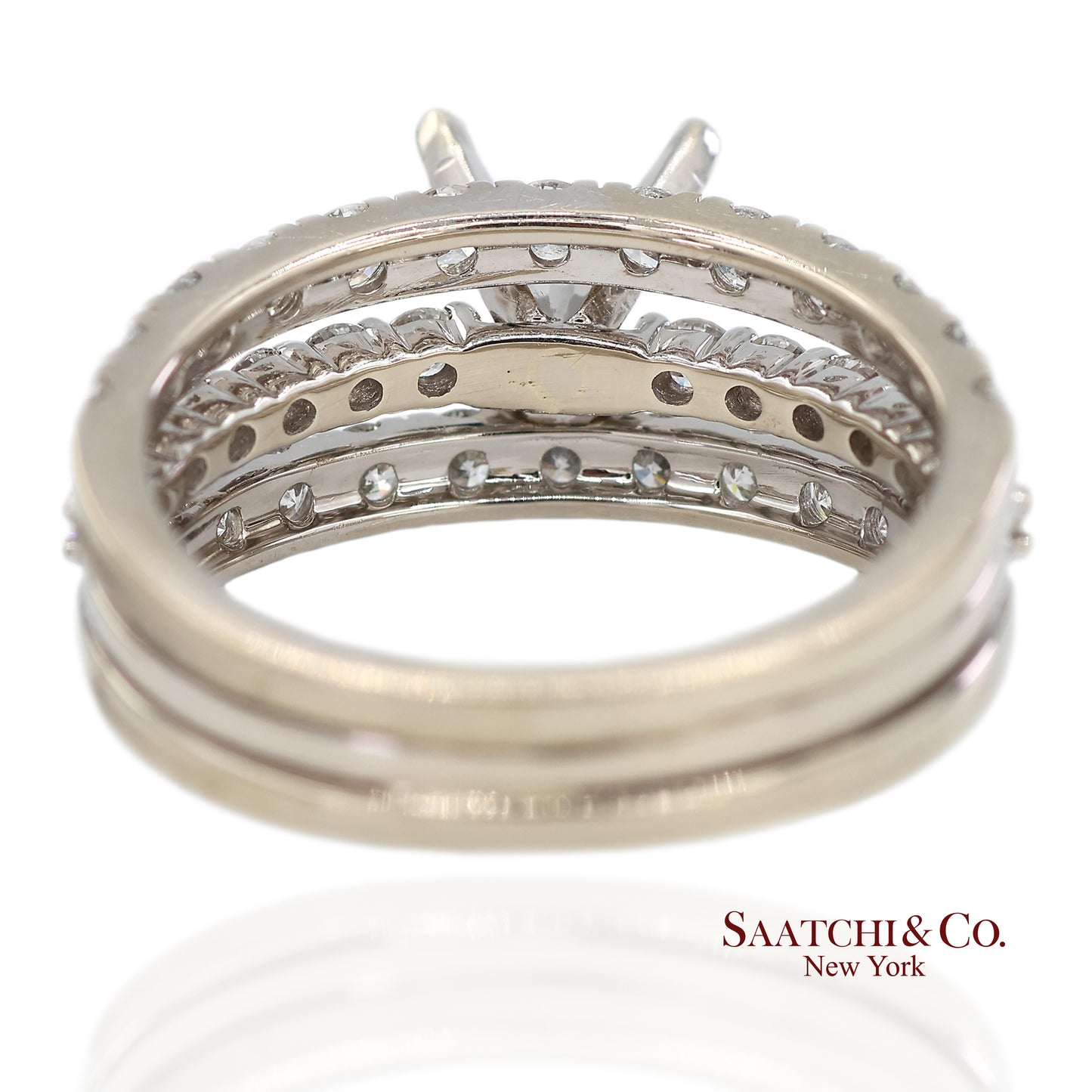 14K (585) White Gold Natural Brilliant Diamond Semi Mount Ring Size 7