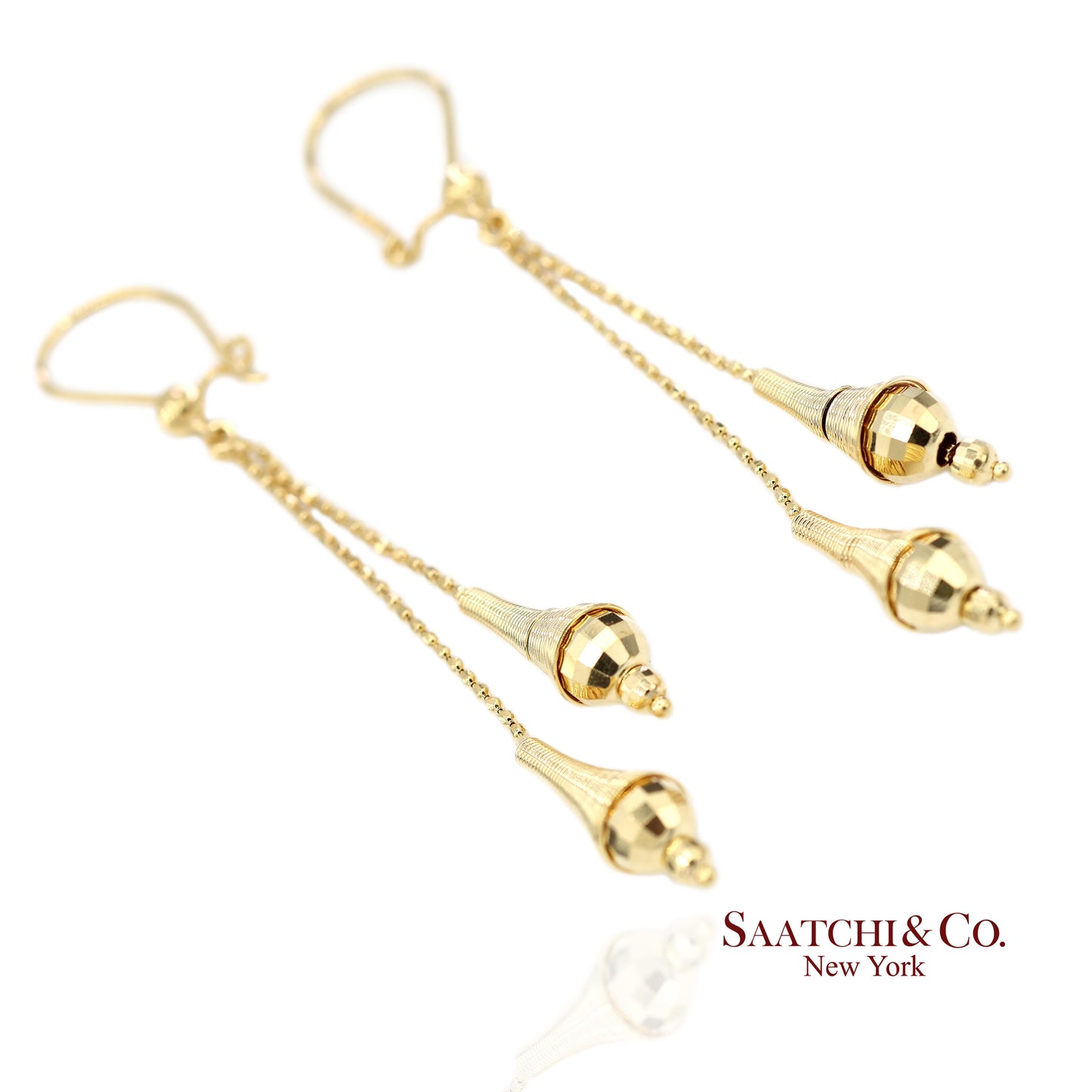 18K (750) Yellow Gold Drop Dangling Earrings