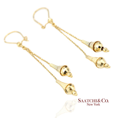 18K (750) Yellow Gold Drop Dangling Earrings