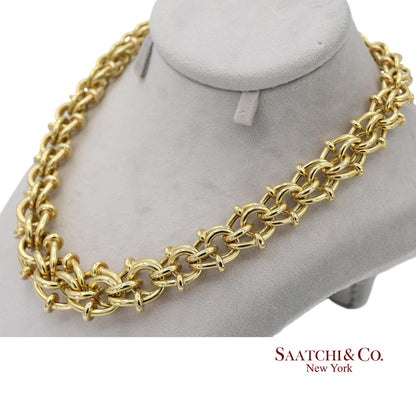 18K(750) Solid Yellow Gold Graduated Byzantine Chain Necklace