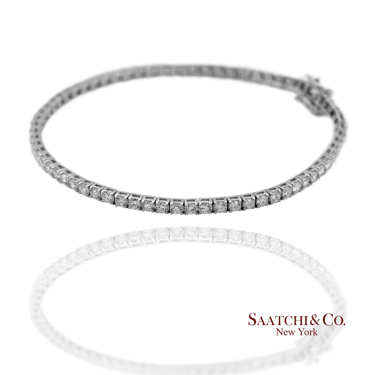 14K(585) White Gold Lab Diamond (CVD) Tennis Bracelet Size 8.5 inch