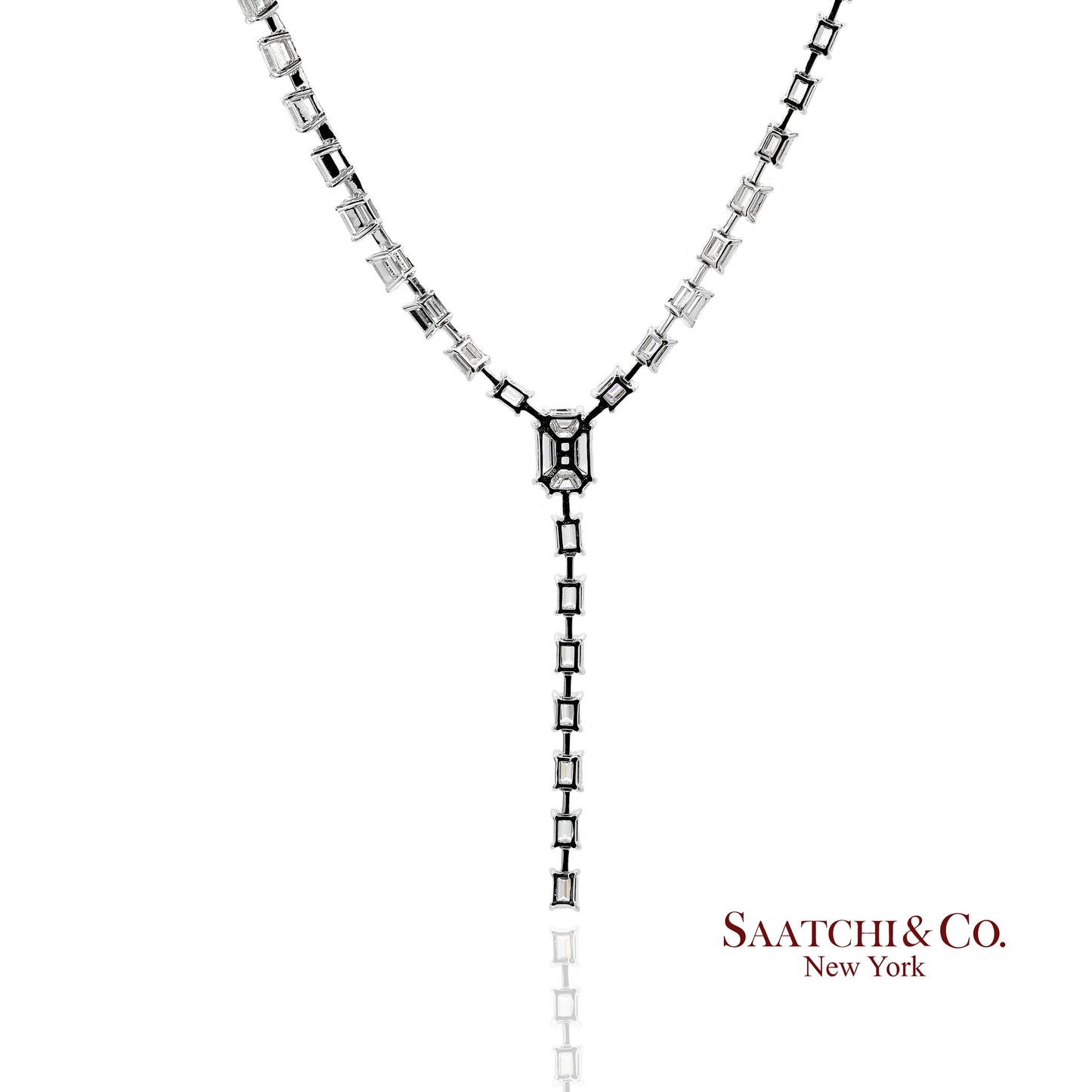 18K(750) White Gold Natural Diamond Pie Cut Necklace