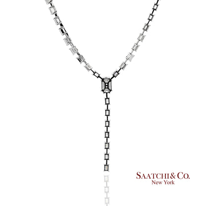 18K(750) White Gold Natural Diamond Pie Cut Necklace