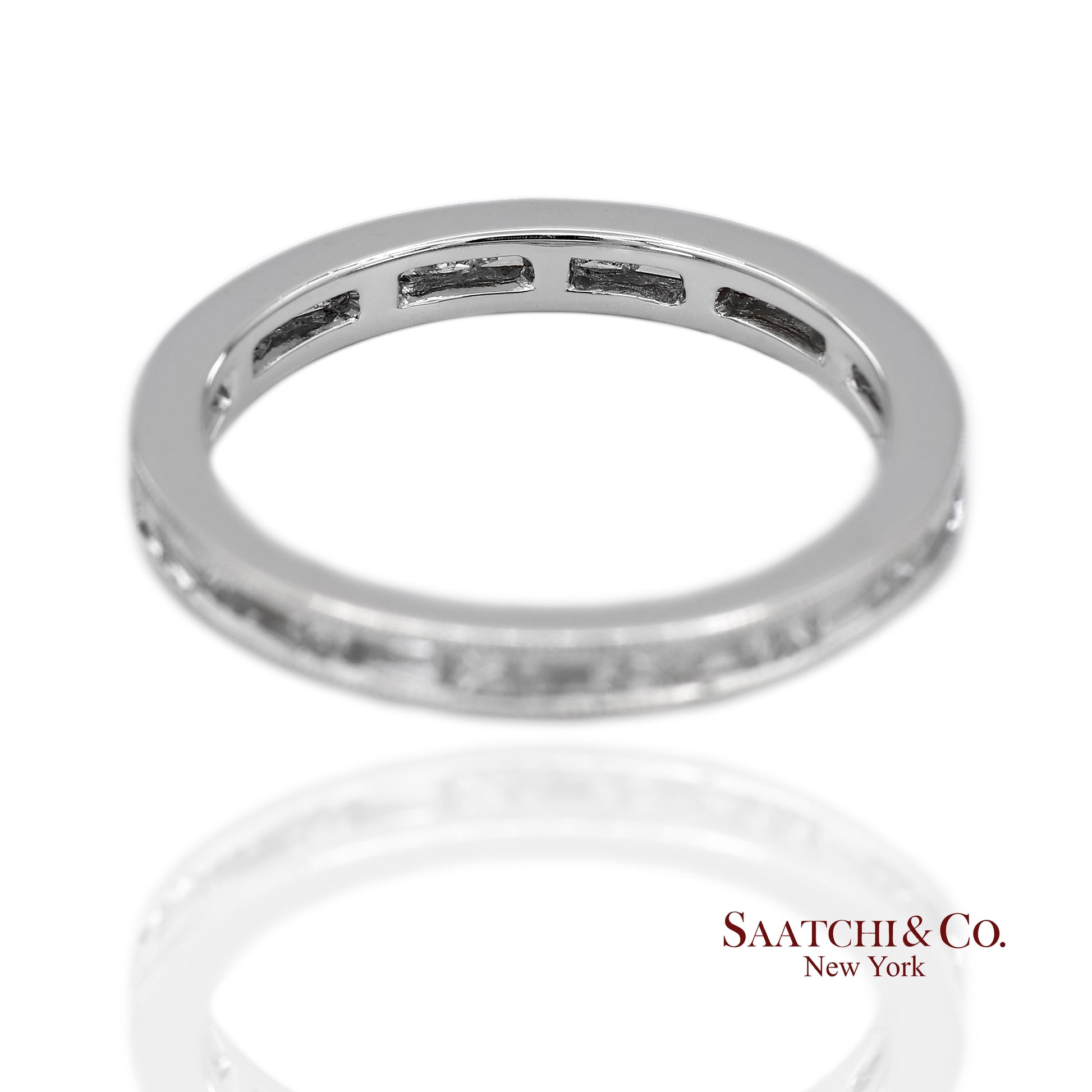 18K(750) Solid White Gold Natural Diamond Handmade Milgrain Band Ring