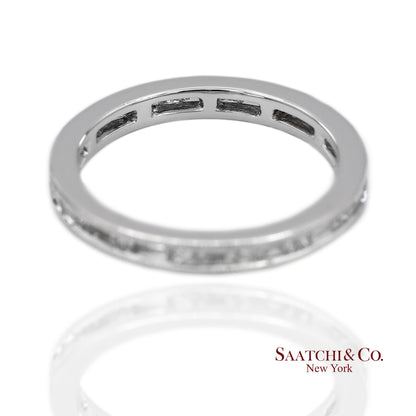 18K(750) Solid White Gold Natural Diamond Handmade Milgrain Band Ring