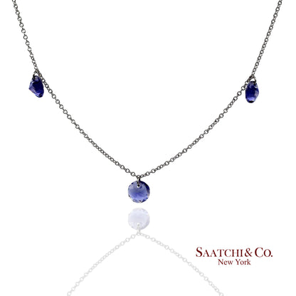 18K(750) White Gold Natural Amethyst Pendant Necklace with Chain