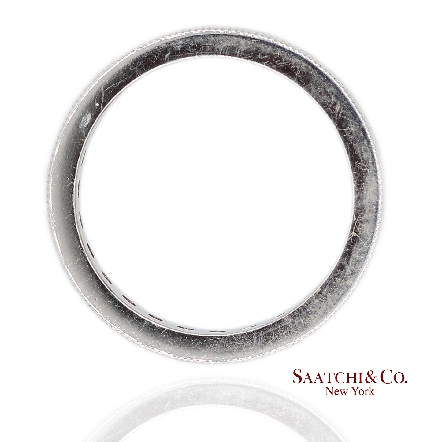 14K(585) Solid White Gold Hand Milgrain Band Ring