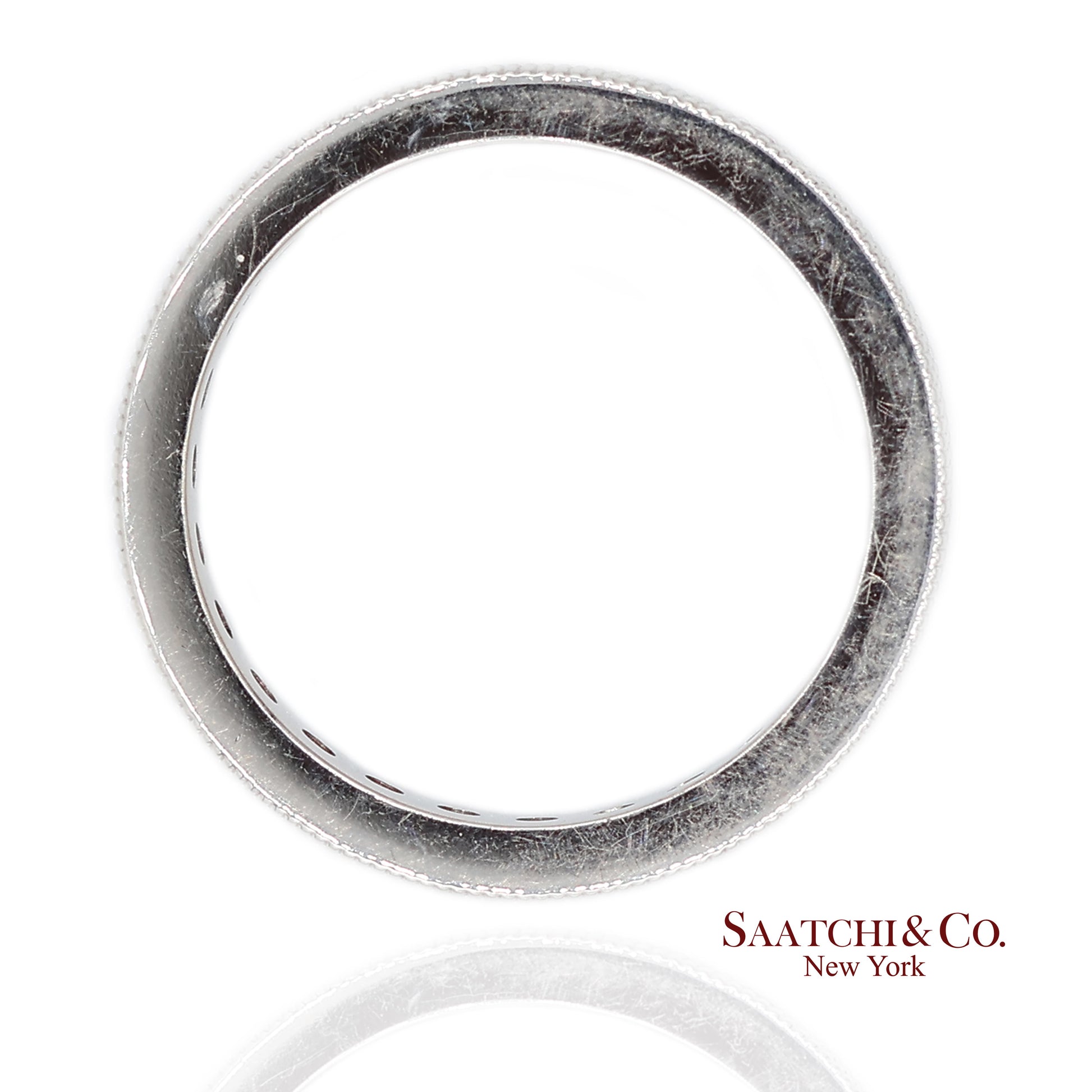 14K(585) Solid White Gold Hand Milgrain Band Ring